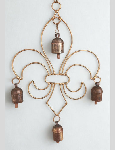 Fleur de Lis Brass Ornament with Bells - Passion Lilie