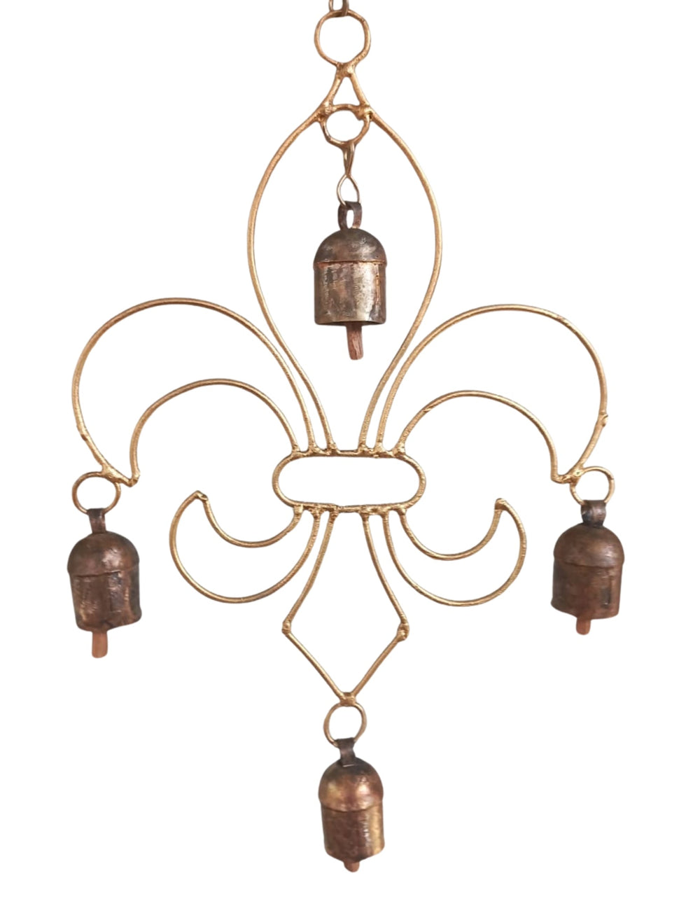 Fleur de Lis Brass Ornament with Bells - Passion Lilie