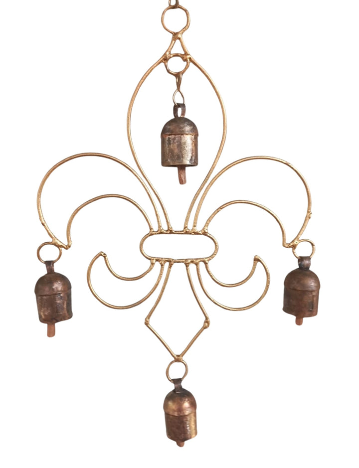Fleur de Lis Brass Ornament with Bells - Passion Lilie