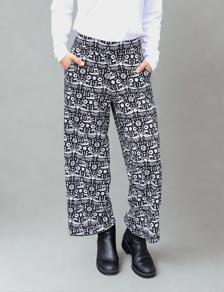 Folklore Organic Wide Leg Crop Pants - Passion Lilie - Fair Trade - Sustainable Fashion