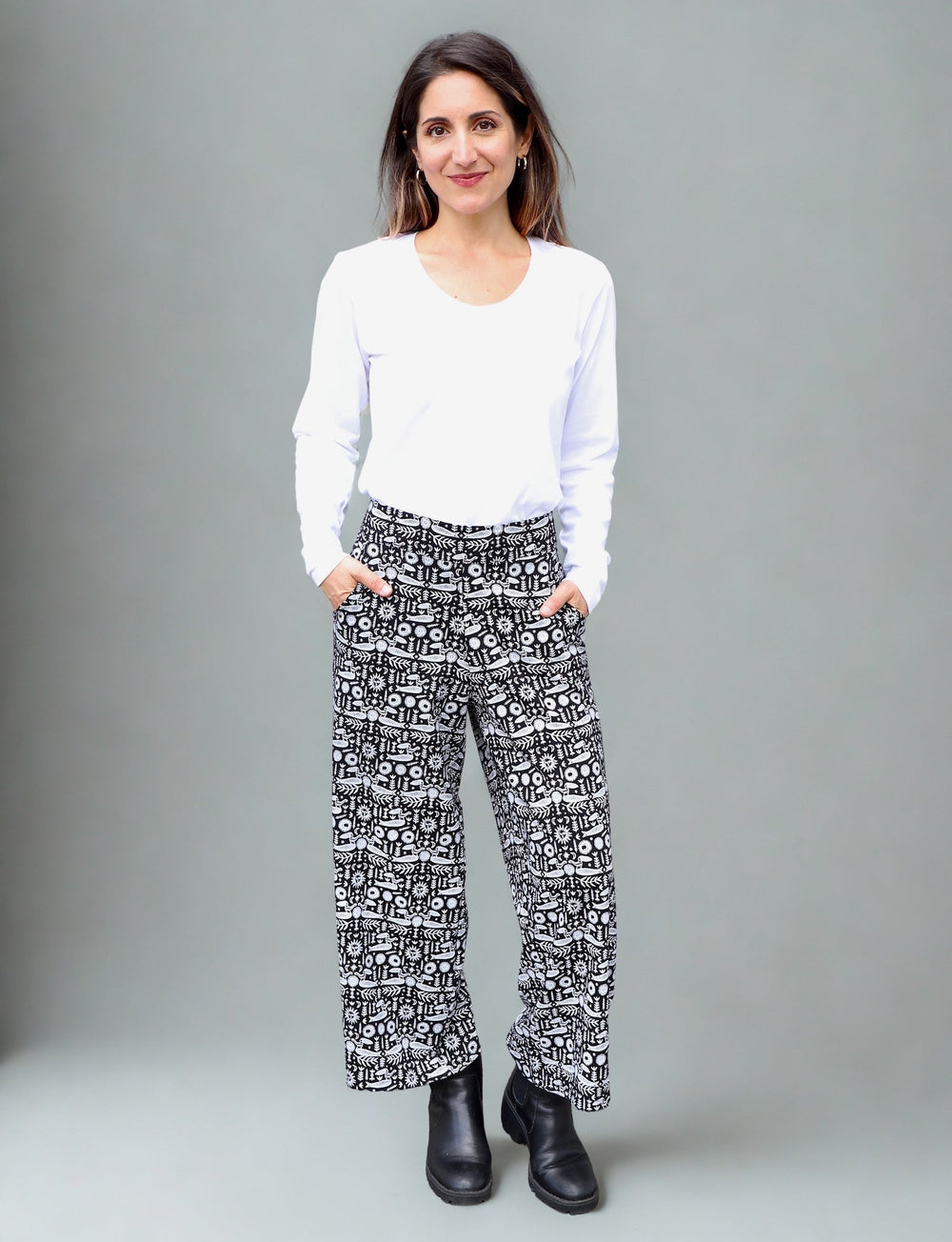 Folklore Organic Wide Leg Crop Pants - Passion Lilie - Fair Trade - Sustainable Fashion