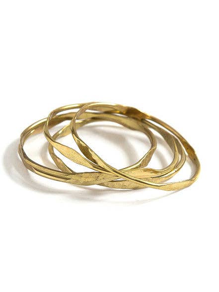 Hammered Waves Brass Bangle Set - Passion Lilie