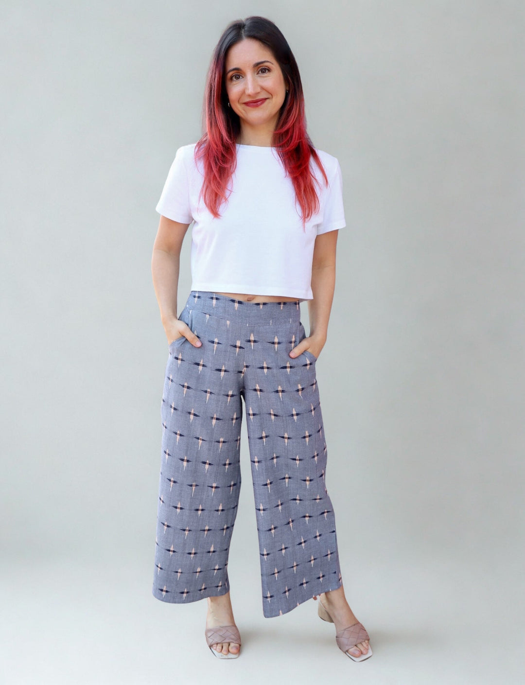 Heritage Ikat Organic Cotton Crop Pants - Passion Lilie