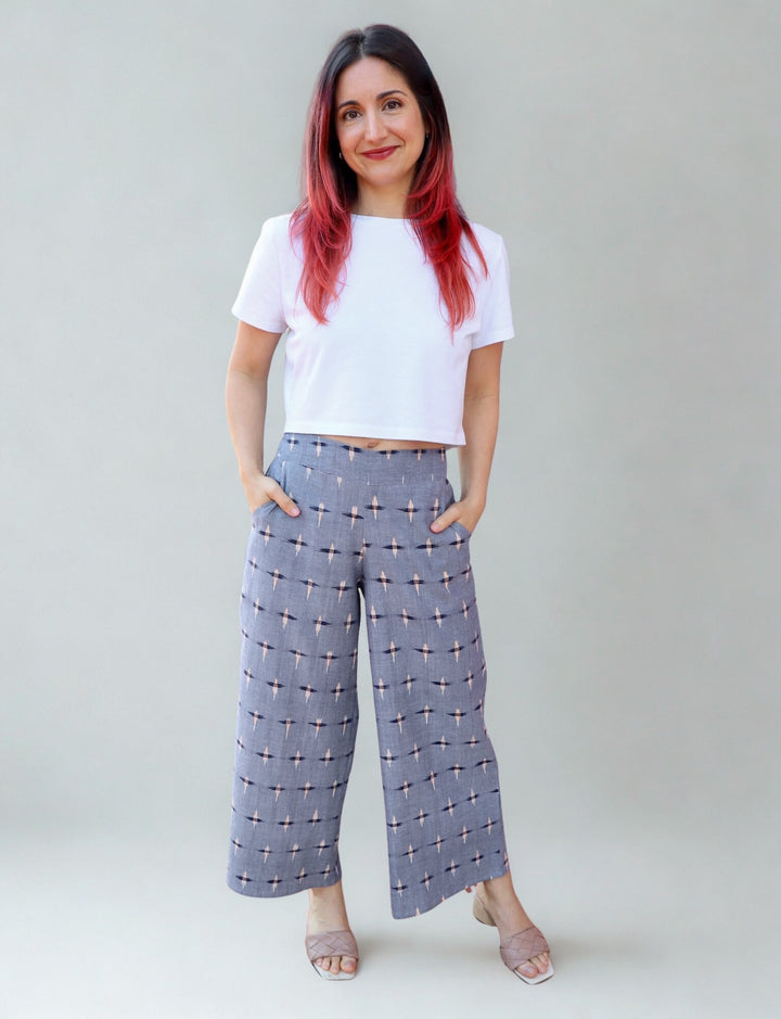 Heritage Ikat Organic Cotton Crop Pants - Passion Lilie
