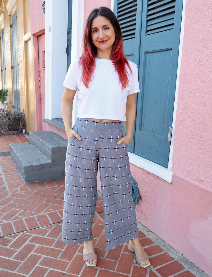 Heritage Ikat Organic Cotton Crop Pants - Passion Lilie