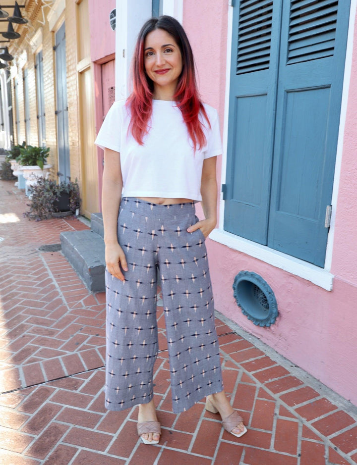 Heritage Ikat Organic Cotton Crop Pants - Passion Lilie
