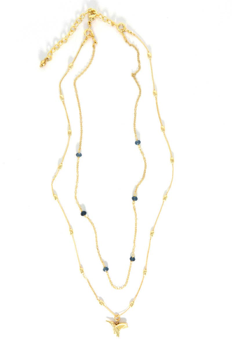 Hummingbird Lapis Convertible Necklace - Passion Lilie