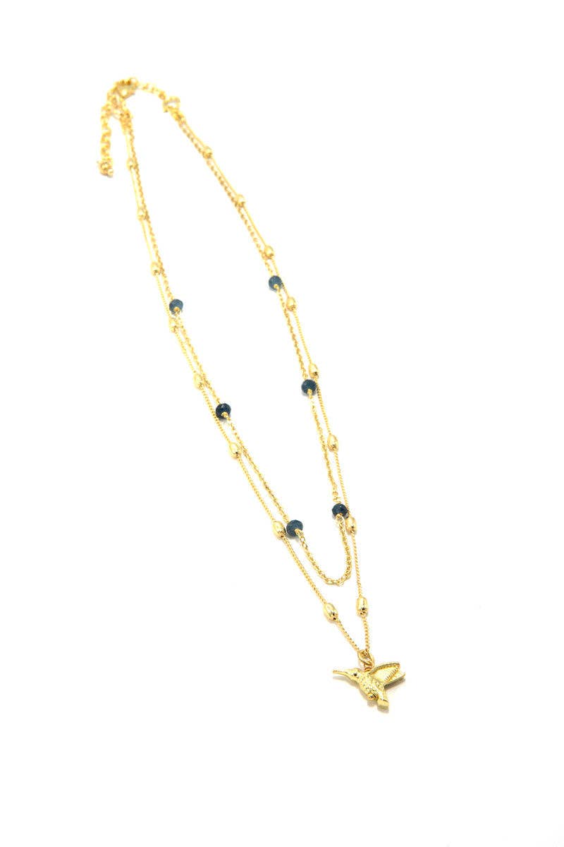 Hummingbird Lapis Convertible Necklace - Passion Lilie