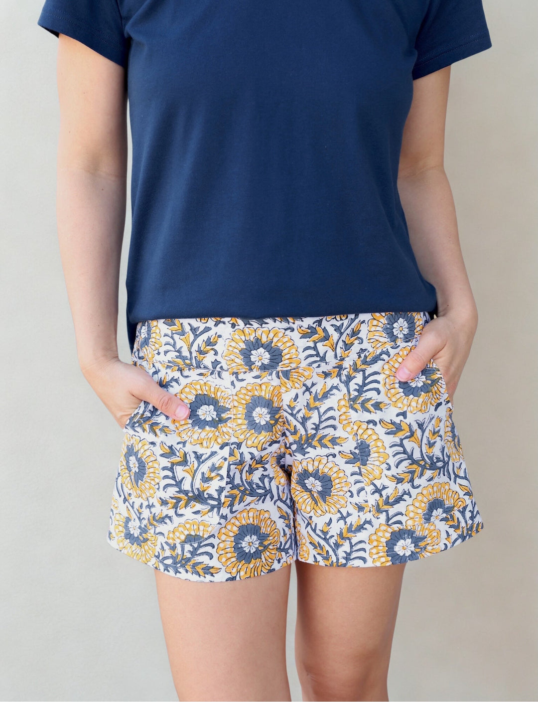 Indigo Sunflower Organic Cotton Shorts - Passion Lilie