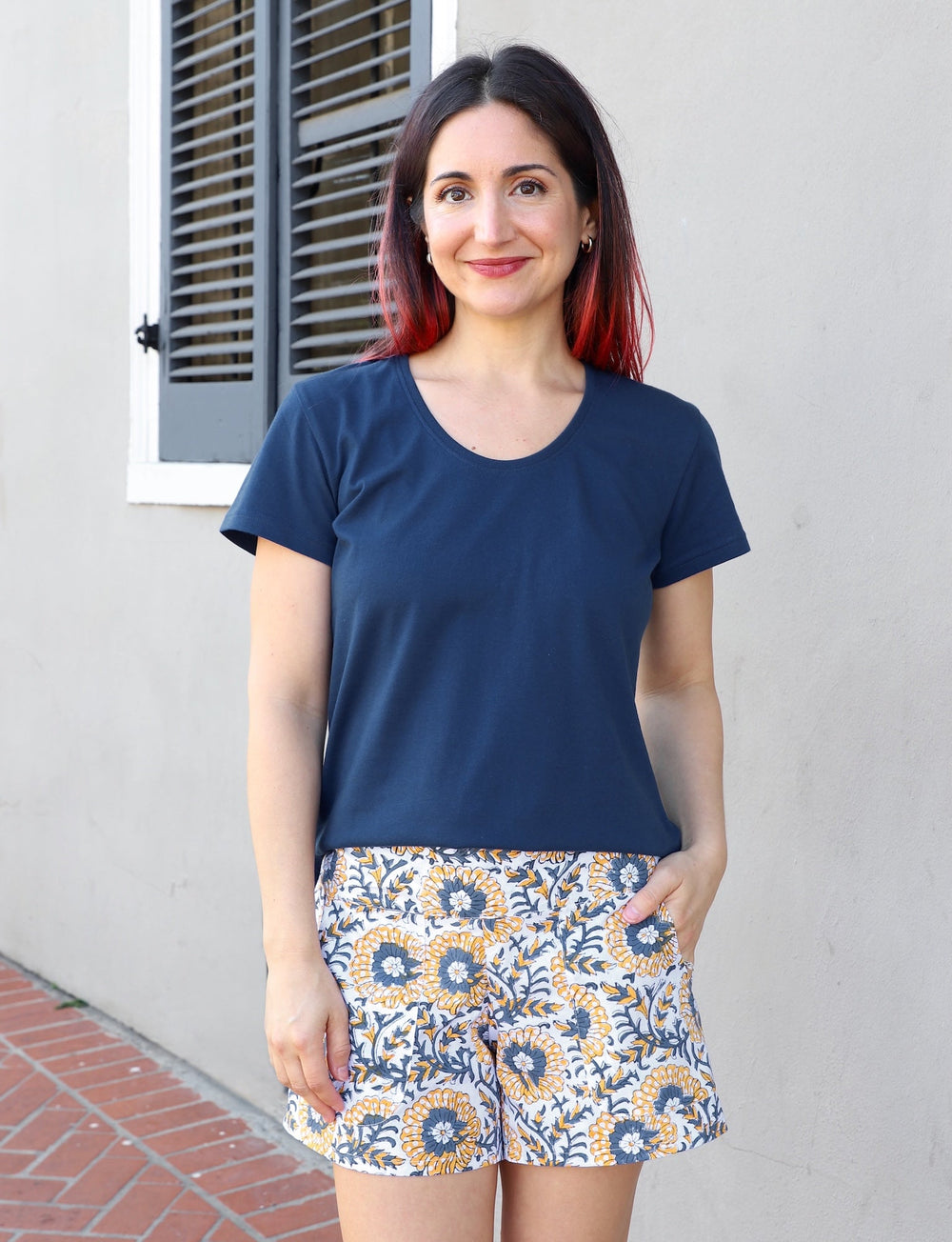 Indigo Sunflower Organic Cotton Shorts - Passion Lilie