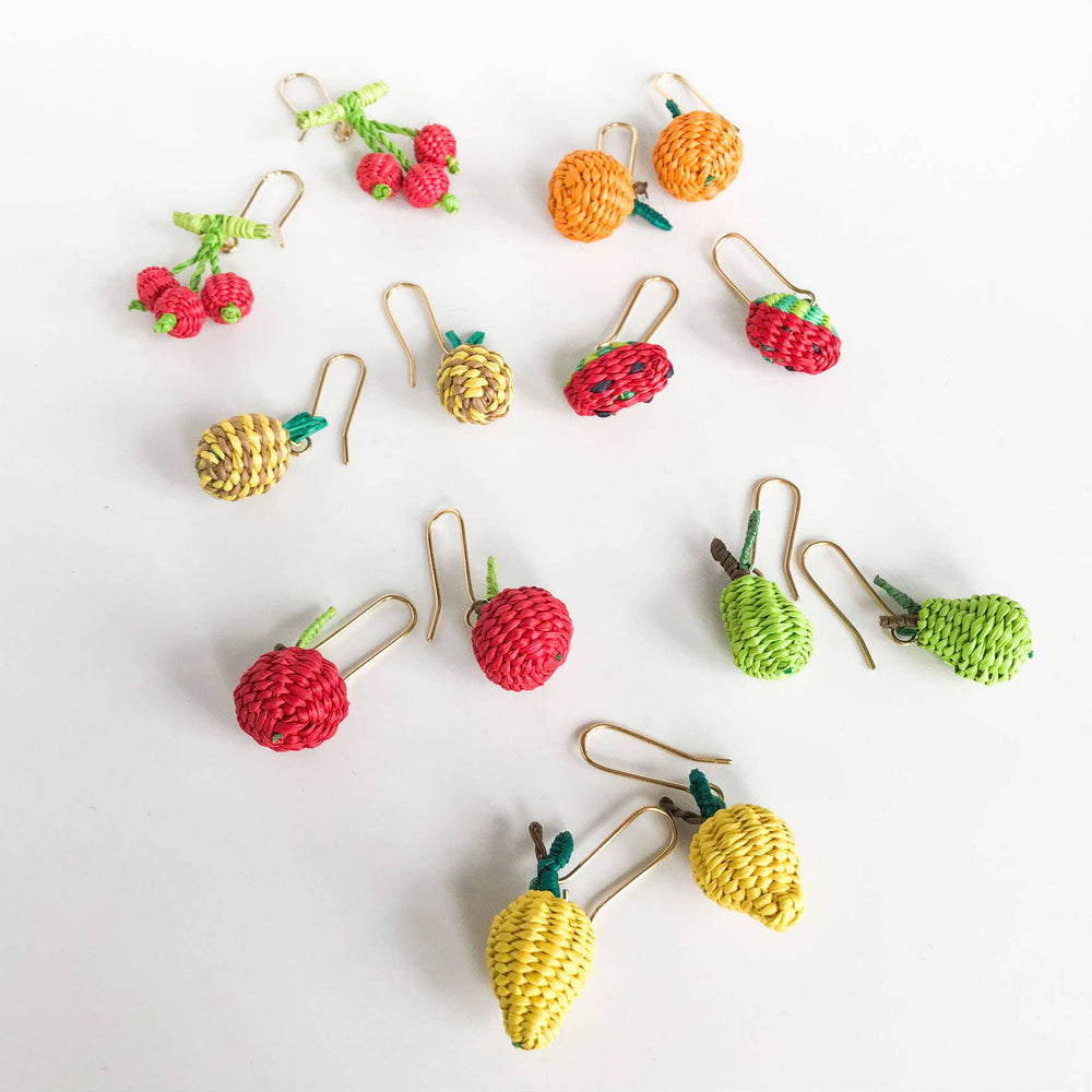 Iraca Mini Single Fruit Dangle Earrings - Passion Lilie