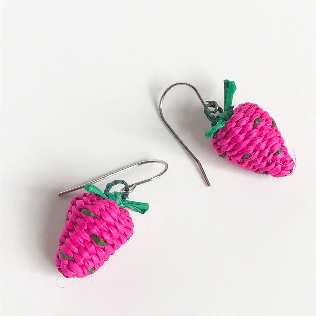 Iraca Mini Single Fruit Dangle Earrings - Passion Lilie