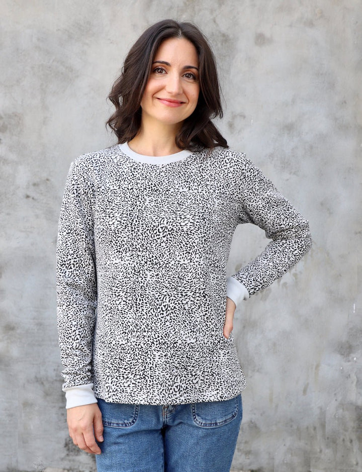 Leopard Print Organic Fleece Sweater - Passion Lilie