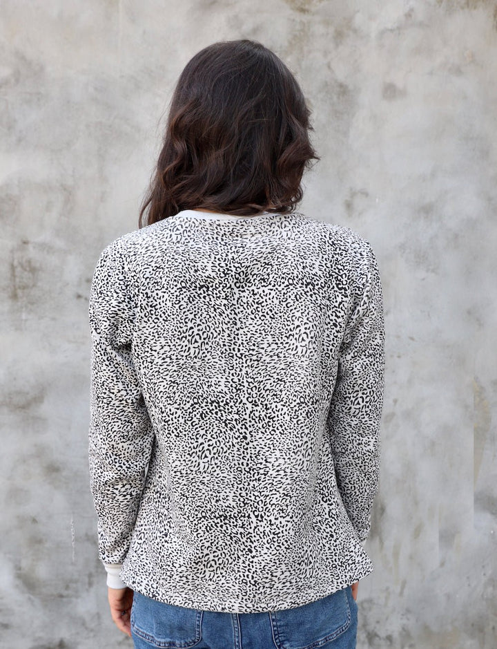 Leopard Print Organic Fleece Sweater - Passion Lilie