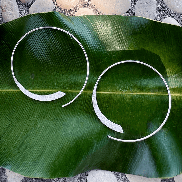 Misty Moonlight Hoop Earrings - Sterling Silver, Indonesia - Passion Lilie