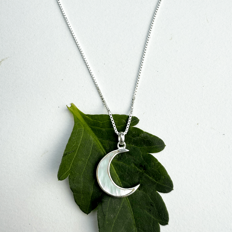 Mother-of-Pearl Moon Necklace - Sterling Silver, Indonesia - Passion Lilie