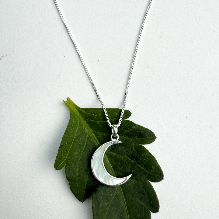 Mother-of-Pearl Moon Necklace - Sterling Silver, Indonesia - Passion Lilie