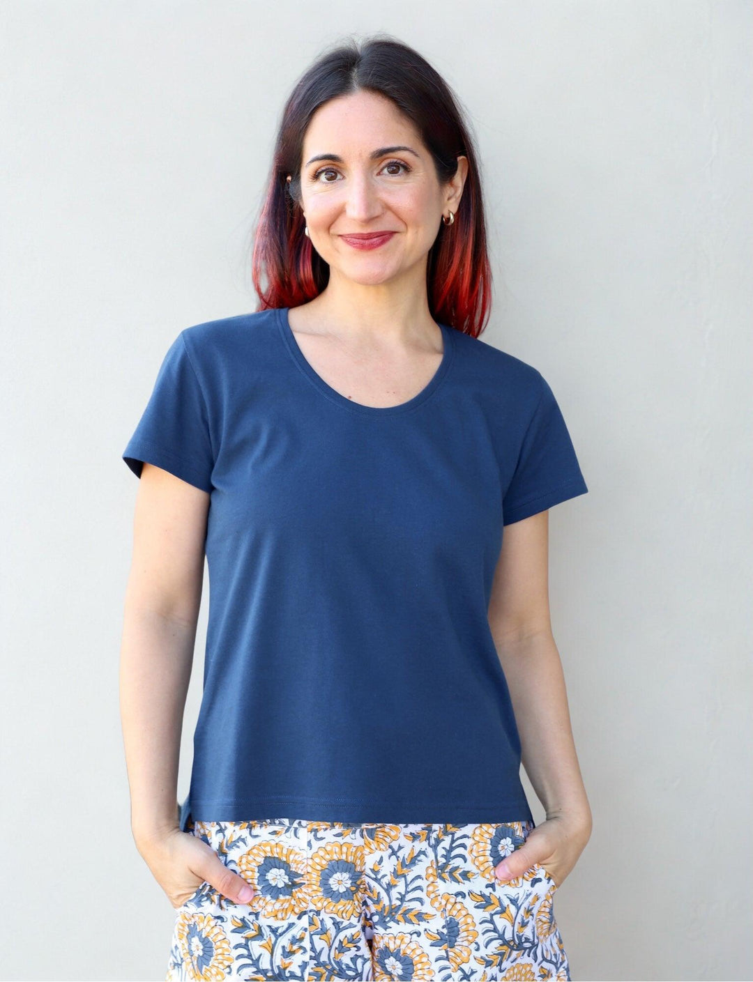 Navy Blue Organic Cotton T-Shirt - Passion Lilie