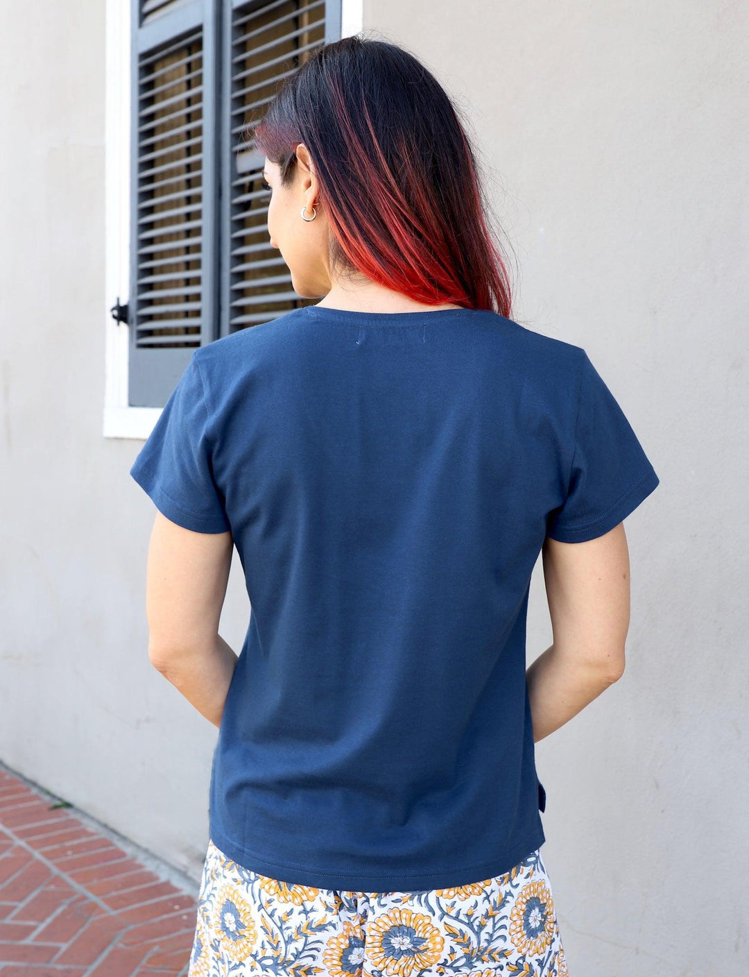 Navy Blue Organic Cotton T-Shirt - Passion Lilie