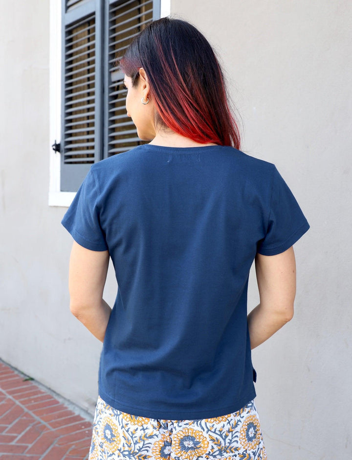 Navy Blue Organic Cotton T-Shirt - Passion Lilie