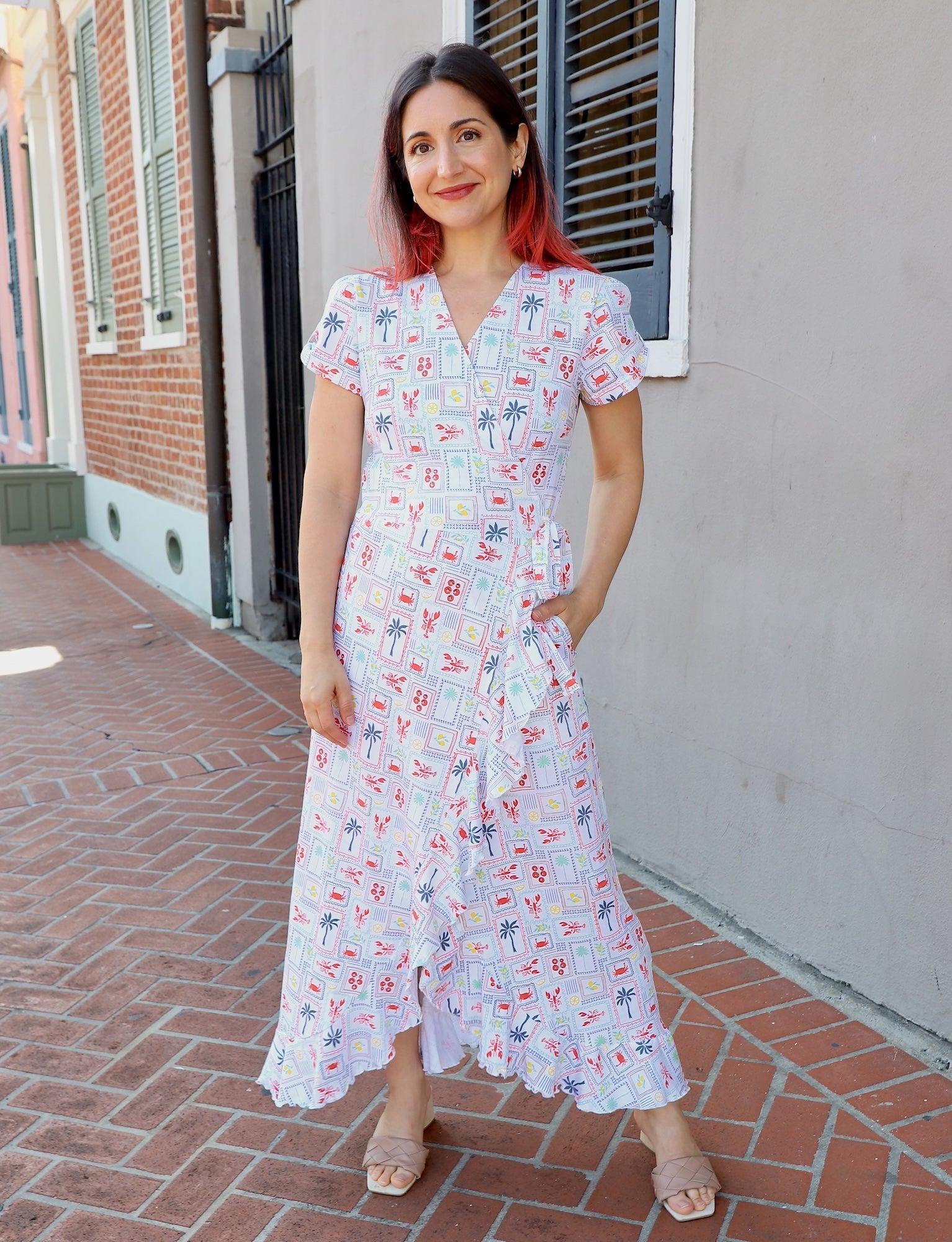strapless open back dress PinkBlush Ivory Watercolor Floral Hi-Low Maternity Wrap Dress main image 0