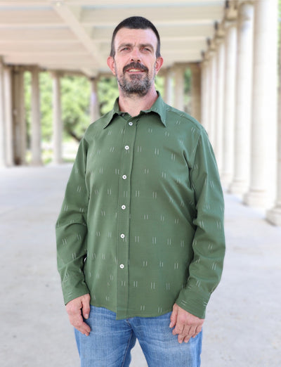 mens green button down dress shirt Olive Green Button Down Shirt I Organic Cotton Men's Shirt S