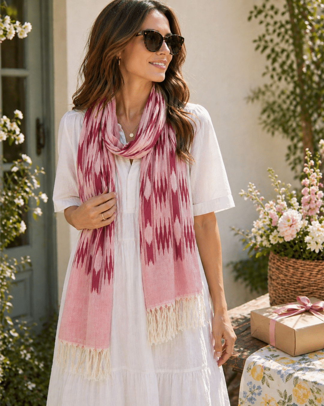 Pink &amp; Burgundy Banded Stripes Scarf - Passion Lilie