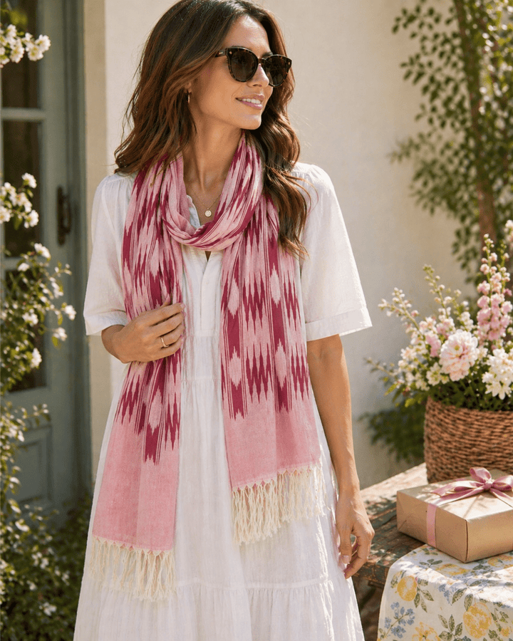 Pink &amp; Burgundy Banded Stripes Scarf - Passion Lilie