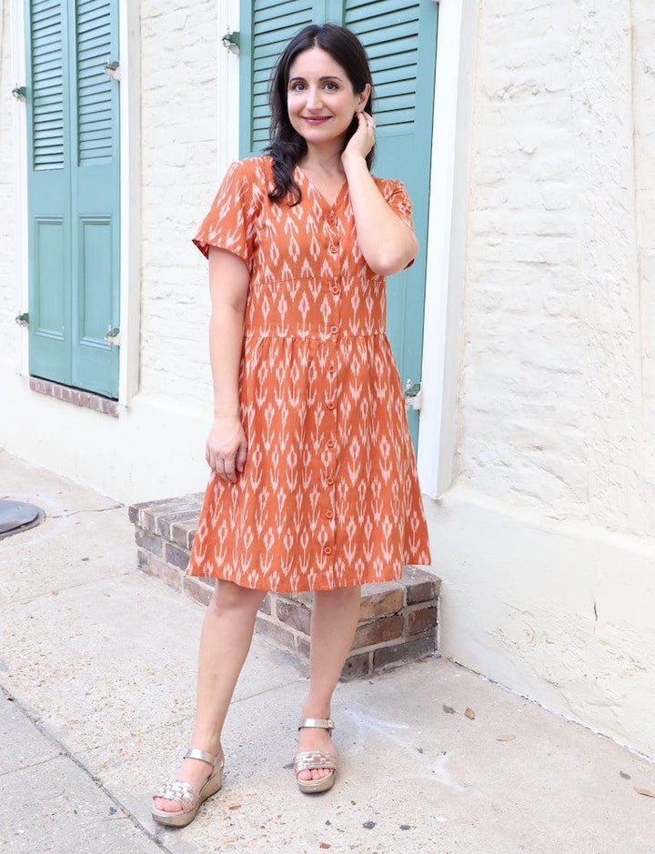 Pumpkin Spice Organic Cotton Button Dress - Passion Lilie