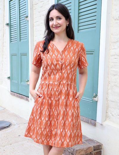 Pumpkin Spice Organic Cotton Button Dress - Passion Lilie