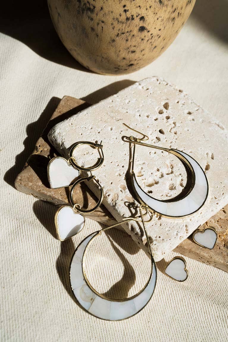 Rajani Crescent Mother of Pearl Hoop Earrings - Passion Lilie