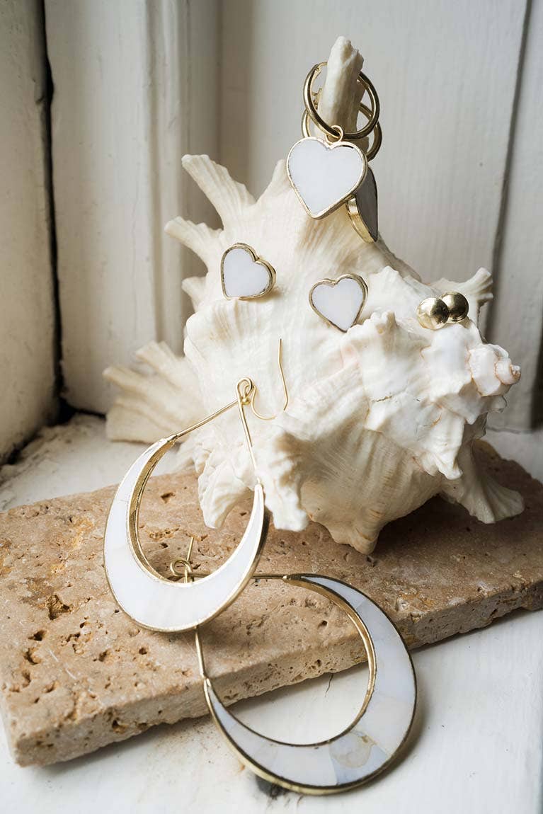 Rajani Crescent Mother of Pearl Hoop Earrings - Passion Lilie