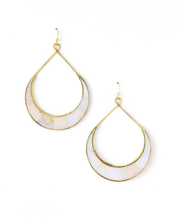 Rajani Crescent Mother of Pearl Hoop Earrings - Passion Lilie