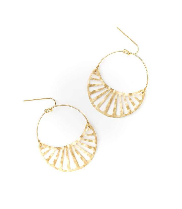 Rajani Gold Hoop Earrings - Crescent Disc - Passion Lilie