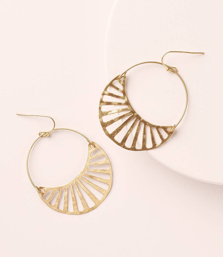 Rajani Gold Hoop Earrings - Crescent Disc - Passion Lilie