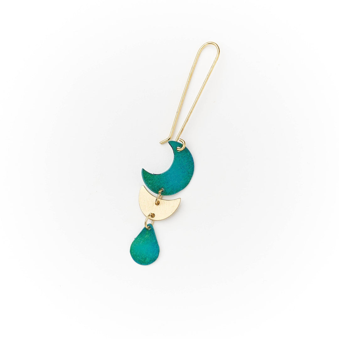 Rajani Moon Phase Drop Earrings - Teal, Gold - Passion Lilie