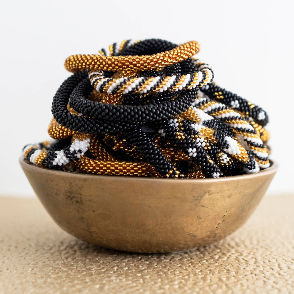 Roll-On® Game Day Bracelets - Gold, White, and Black - Passion Lilie