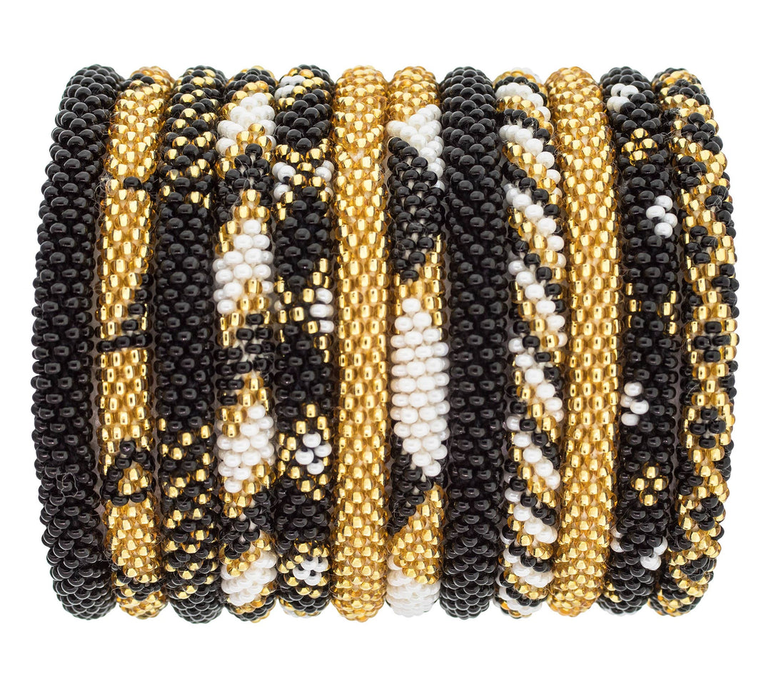 Roll-On® Game Day Bracelets - Gold, White, and Black - Passion Lilie