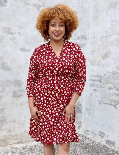 Roma Floral Organic Wrap Dress - Passion Lilie