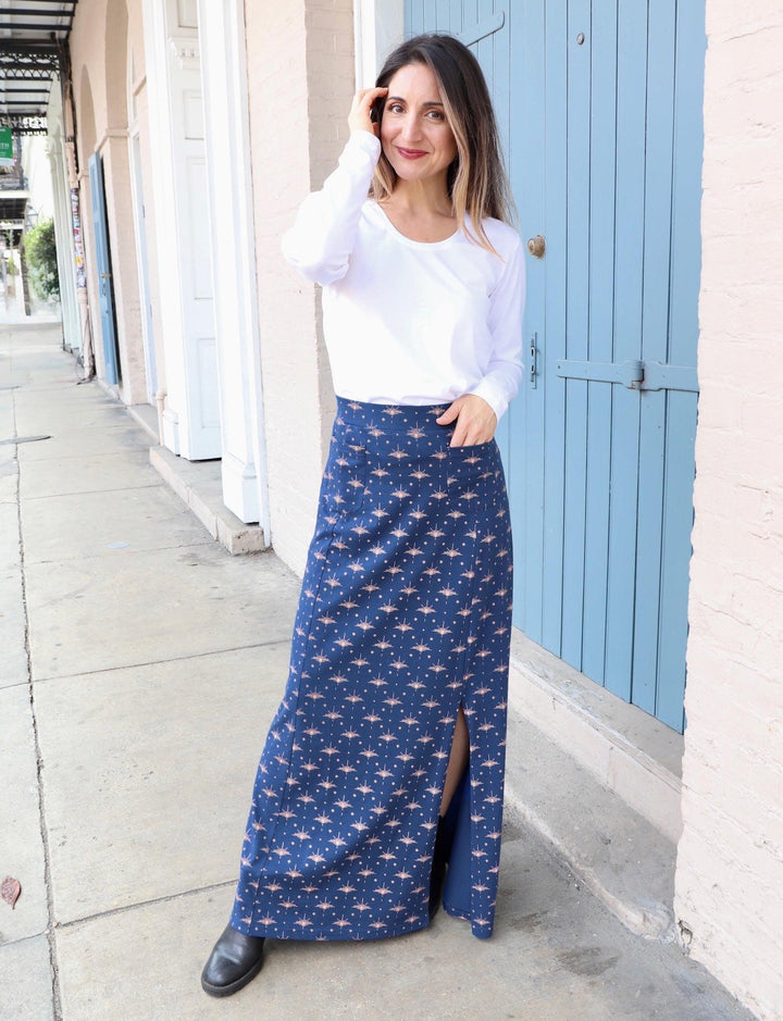 Solstice Blue Organic Maxi Skirt - Passion Lilie - Fair Trade - Sustainable Fashion