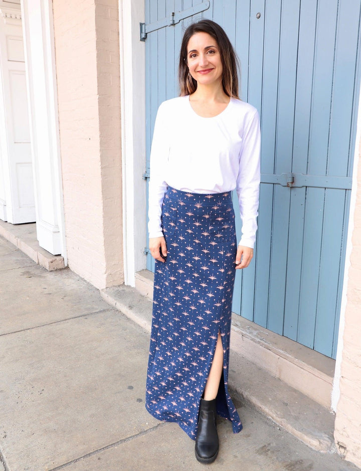 Solstice Blue Organic Maxi Skirt - Passion Lilie - Fair Trade - Sustainable Fashion