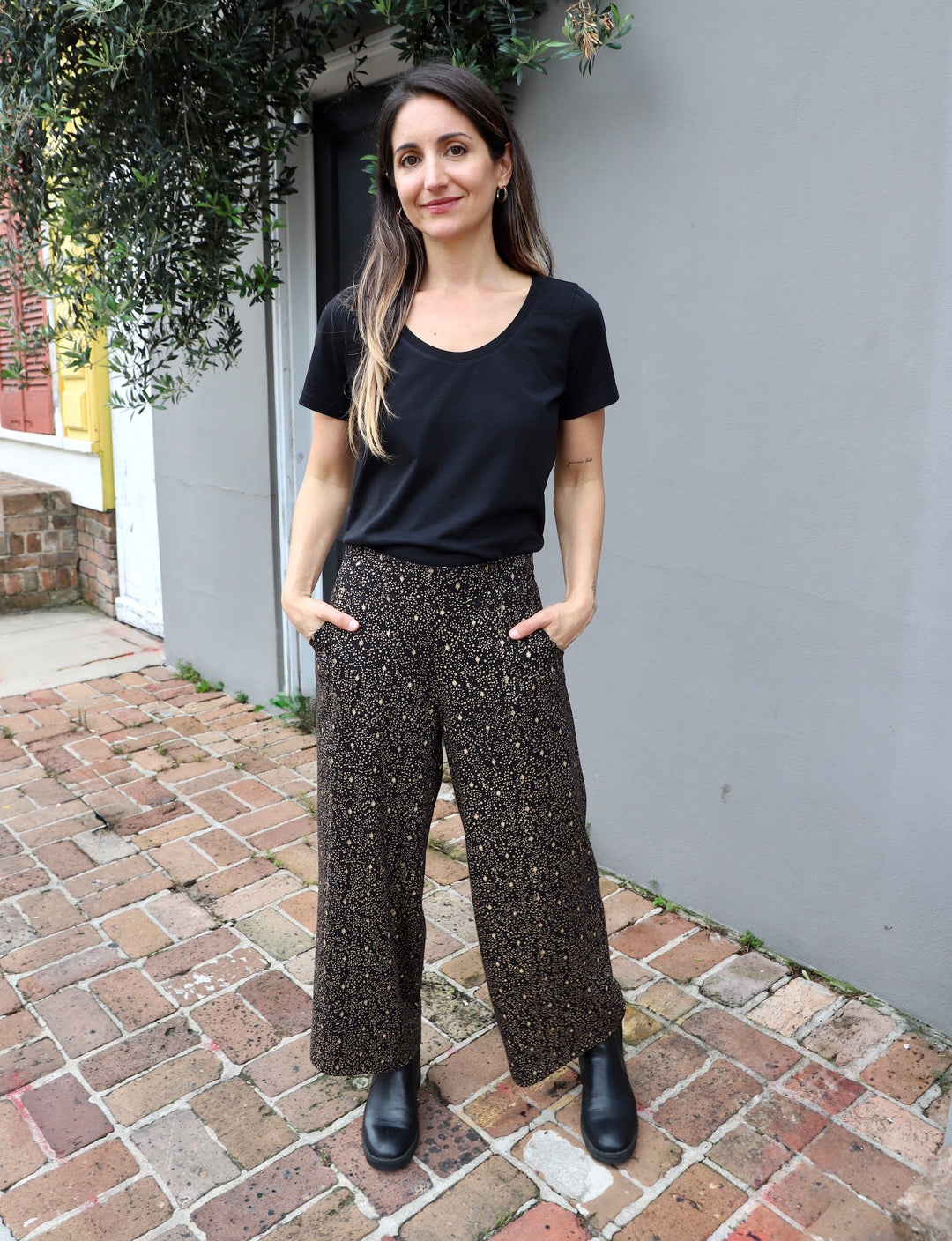 Starlight Organic Wide Leg Crop Pants - Passion Lilie - Fair Trade - Sustainable Fashion
