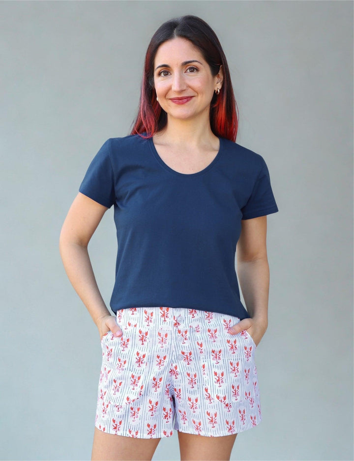 Striped Crawfish Organic Cotton Shorts - Passion Lilie