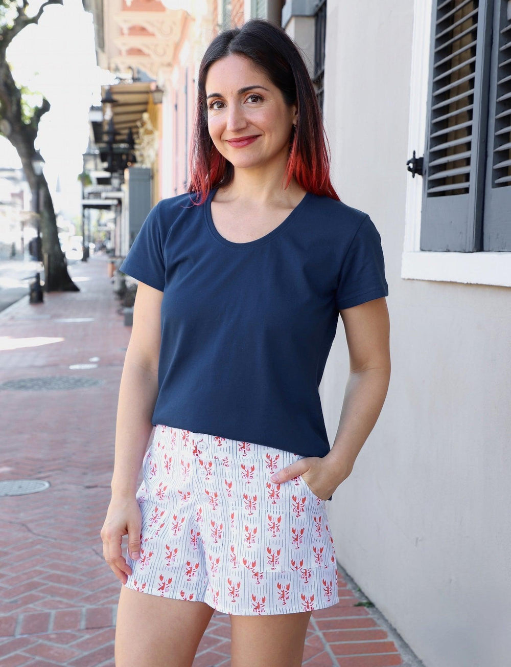Striped Crawfish Organic Cotton Shorts - Passion Lilie