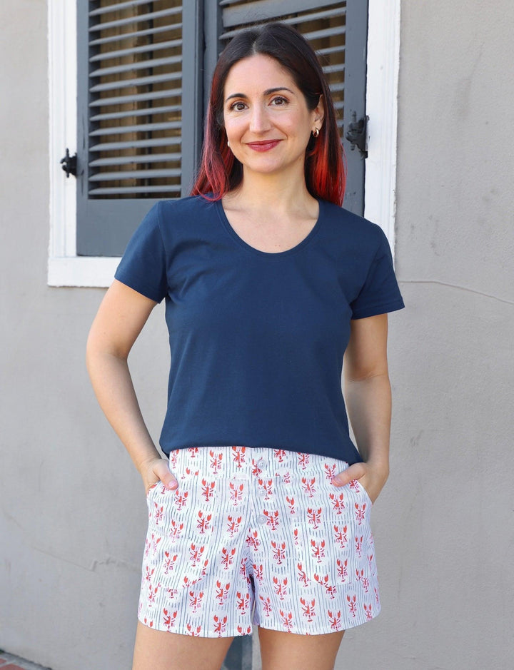 Striped Crawfish Organic Cotton Shorts - Passion Lilie