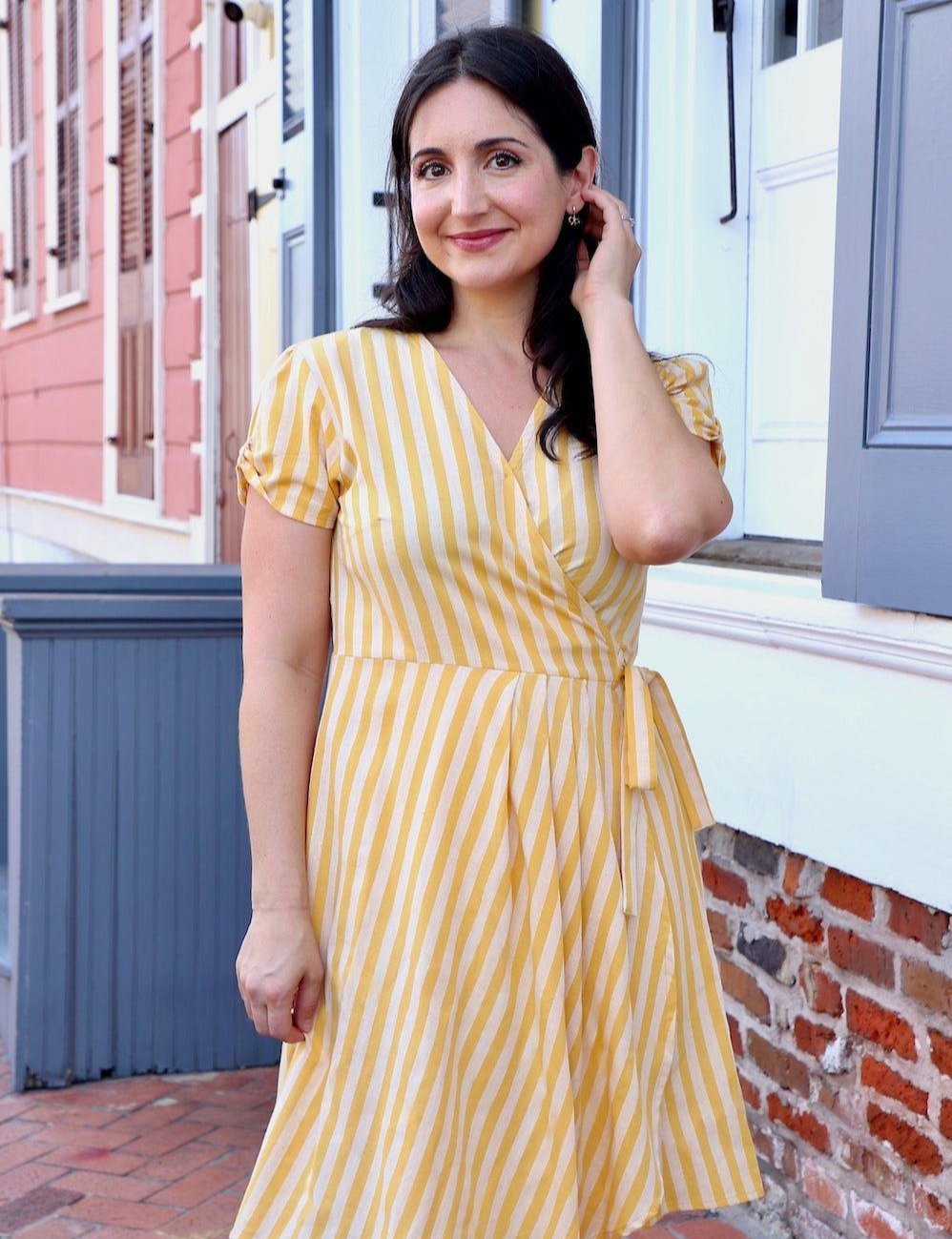 knee length dresses for ladies Organic Cotton Wrap Dress