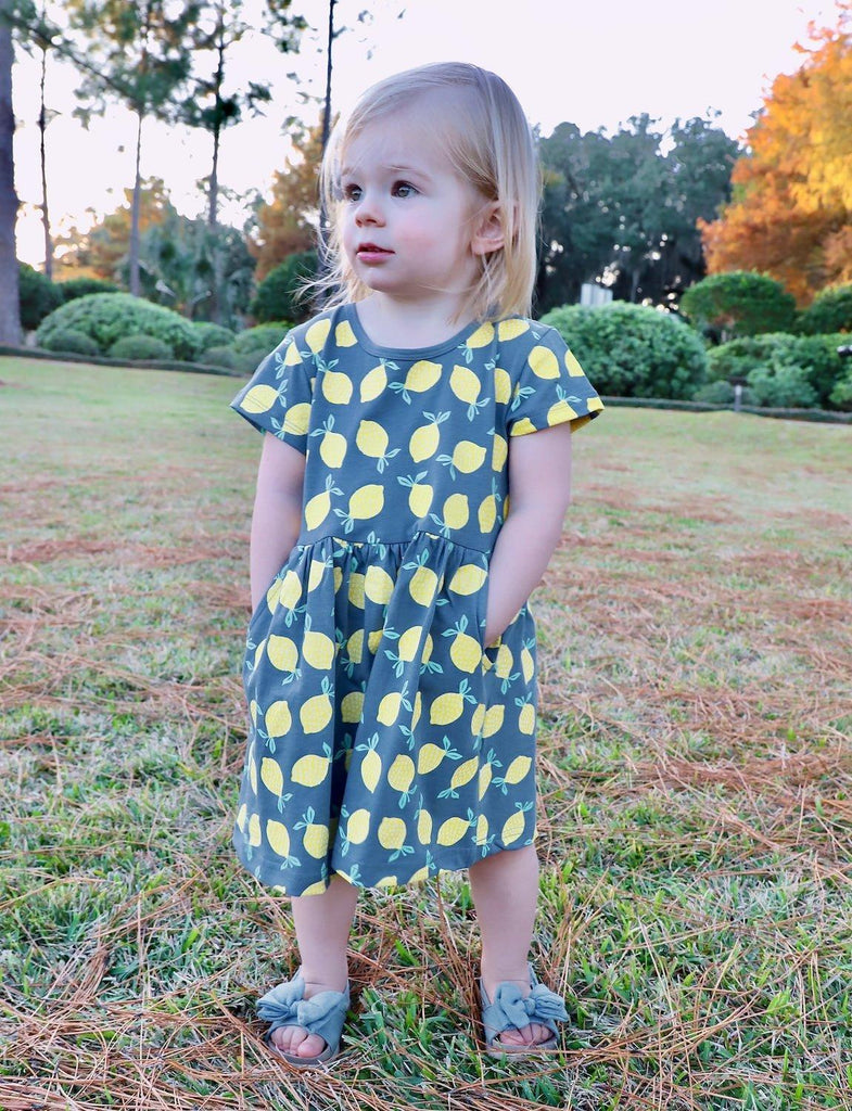 Sweet Little Girl's Lemon Dress I Organic Cotton Dress 8 Sweet Little Girl's Lemon Dress I Organic Cotton Dress 8