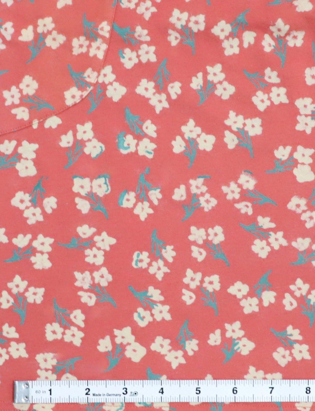 Terracotta Rose Small Floral Block Printed Cotton Fabric by the Yard - Passion Lilie