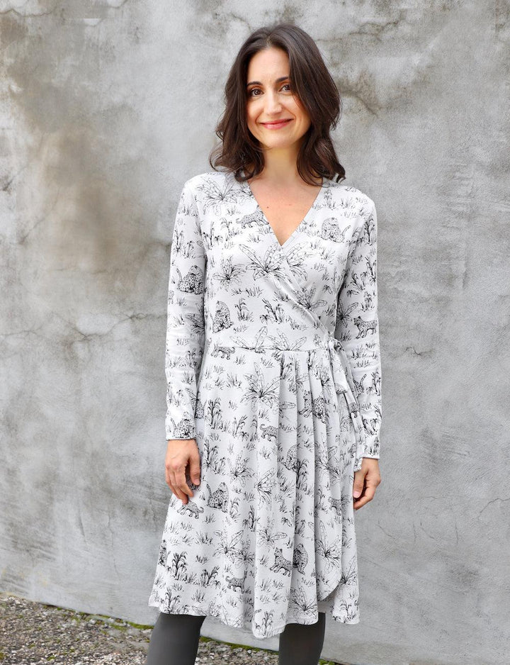 Tigress Glacier Grey Organic Wrap Dress - Passion Lilie