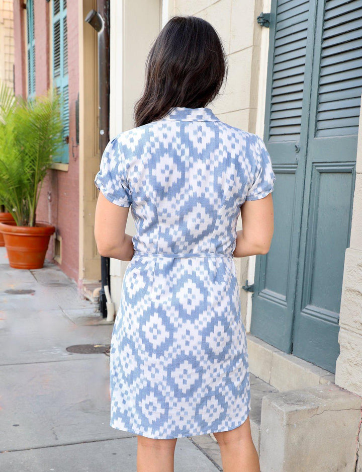 Tranquil Blue Organic Cotton Button Dress - Passion Lilie